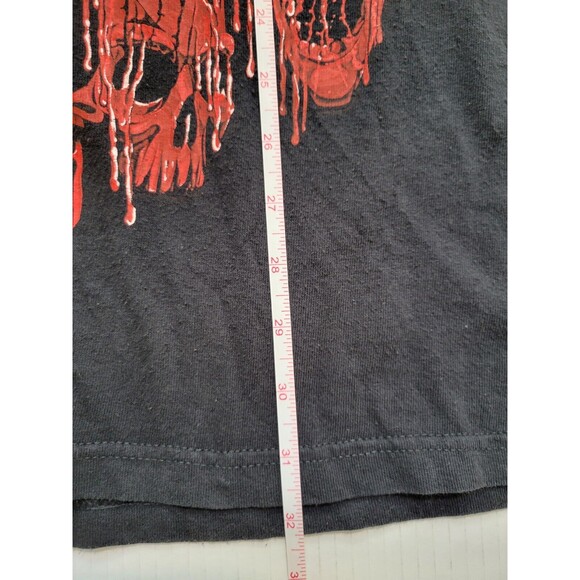 Y2K VTG RED SKULLS Dripping Blood Horror T Shirt 2000s Mens XL Thrash Metal Rock - Picture 6 of 6